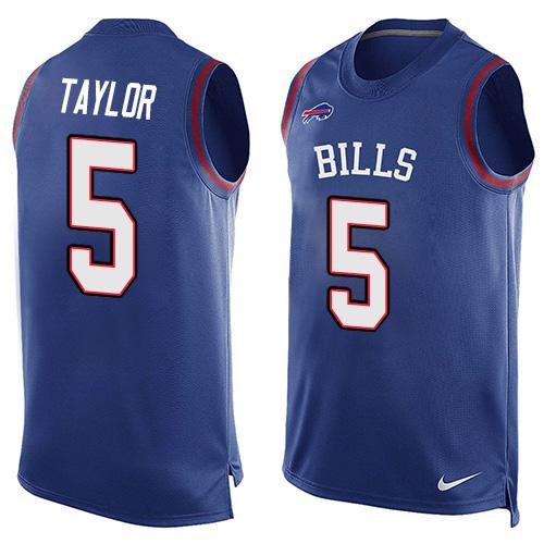 Nike Bills #5 Tyrod Taylor Royal Blue Team Color Men's Stitched NFL Limited Tank Top Jersey